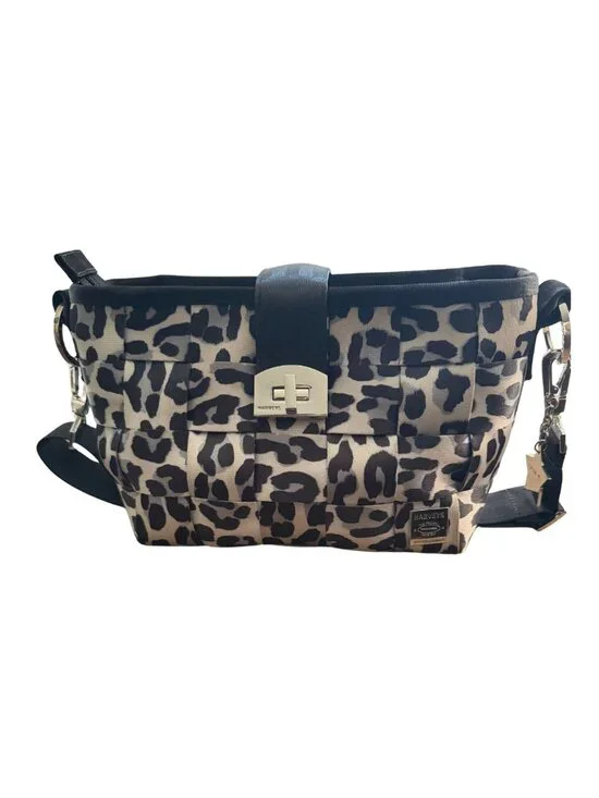 Harveys Seatbelt Bag Carriage Medium Hobo Ice Leopard Print Turn-lock Clasp EUC