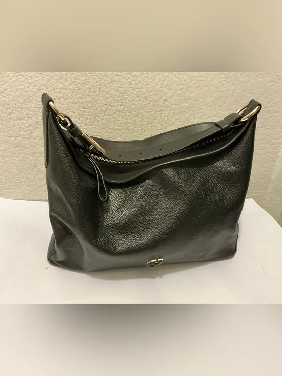 Cole Haan Kamila Black Leather Hobo with Gold Hardware