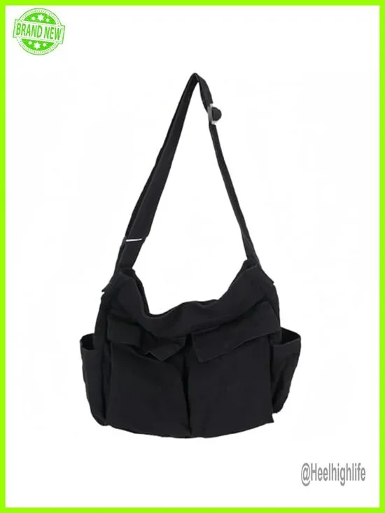 Canvas Hobo Crossbody Shoulder Tote Bag Large Messenger with Multiple Pockets