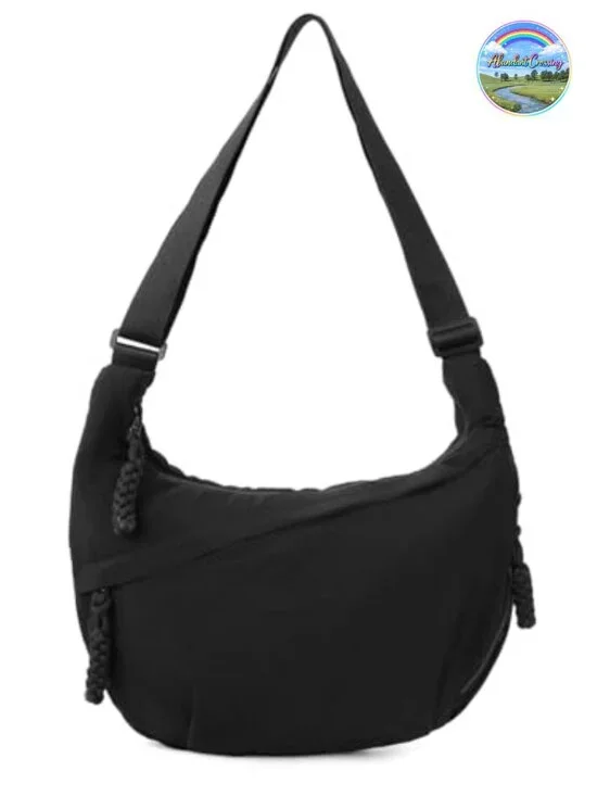 Retro Nylon Canvas Crescent Hobo Shoulder Bag Crossbody Slouchy Corduroy
