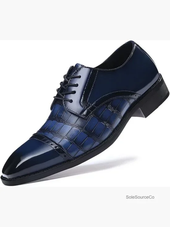 Vintage Crocodile Print Square Toe Oxfords & Derbys