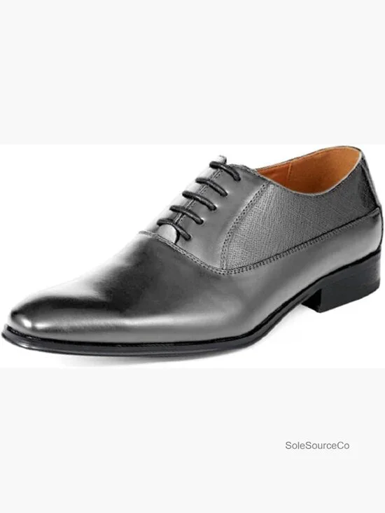 Men's Textured Cap Toe Oxford Dress Shoes, Premium PU Leather, Formal Lace-Up
