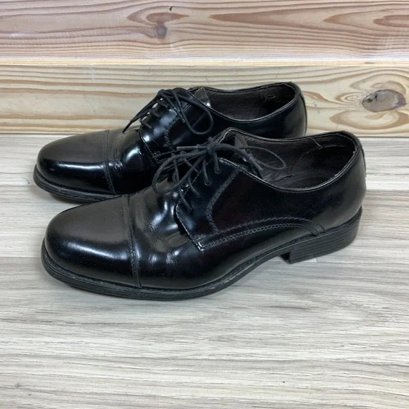 Johnston & Murphy Derby Shoes Mens 8M Black Cap Toe‎ Leather Dress Shoes Oxford