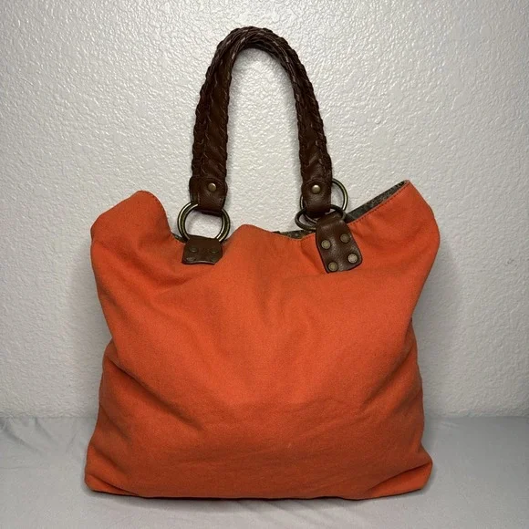 Vintage Levis Hobo Shoulder Bag Canvas‎ Purse Tote Leather Braided Straps
