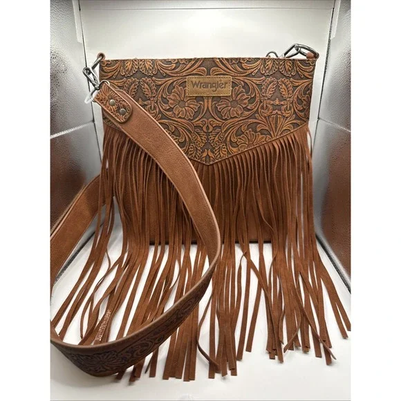 NEW Wrangler Purse Handbag Fringe Western Vintage Floral Large Bag NWT‎ Boho