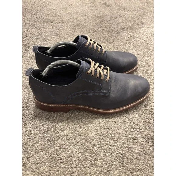 Cole Haan C25105 Tyler Grand Plain Toe Oxford Derby Leather Shoes Size 10.5 Navy