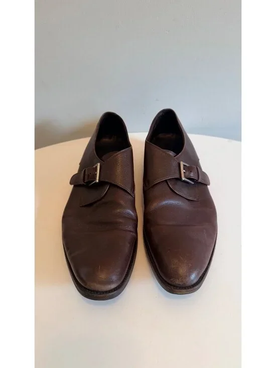 Ermenegildo Zegna Brown Monk Strap Leather Dress Shoes Italy Size 11 D / 12 US
