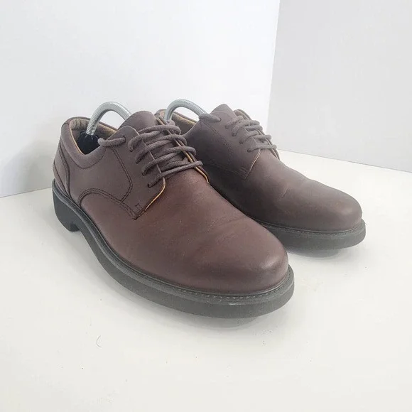 Rockport Oxford Shoes Brown Leather‎ Plain Toe Derby Mens 10M