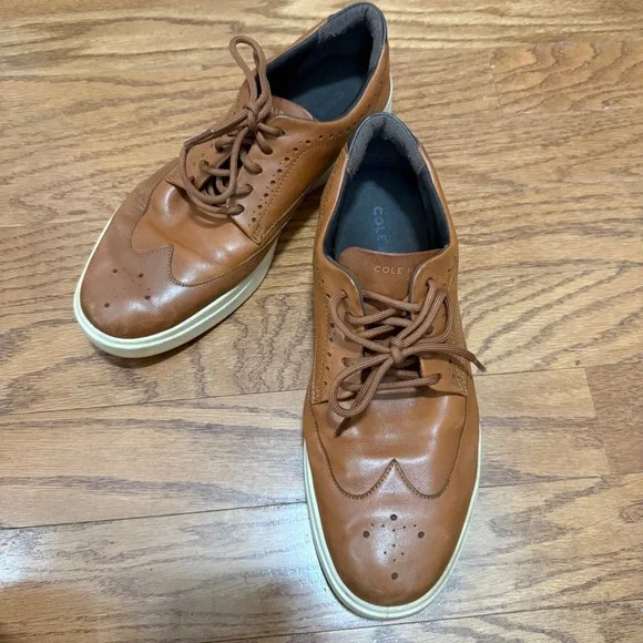 Cole Haan Brown Leather Grand Crosscourt‎ Wingtip Oxford Sneakers size 12