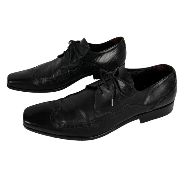 To Boot New York Adam Derrick Black Leather Wingtip Oxford Dress Shoes 13‎ Italy