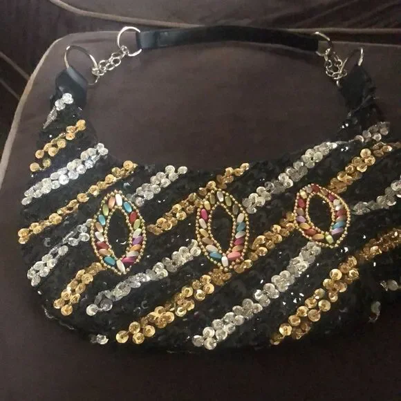 Hand made Medium Sequined Beaded Bag. So much detail .