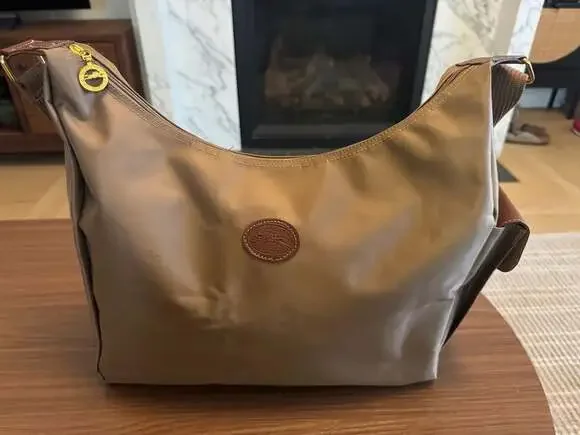 Longchamp Nylon and Leather Trimmed Shoulder Hobo Bag