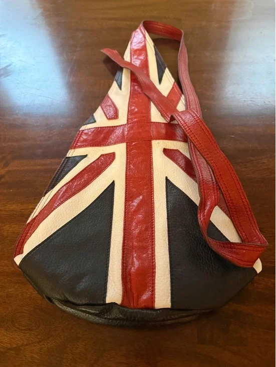 Rare Patty Hansen Hung-On-U Union Jack sling bag, Crossbody with rare wristlet