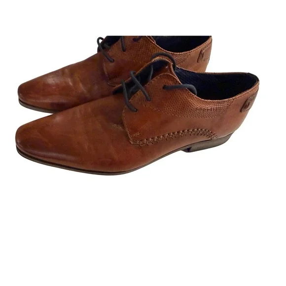 Bugatti Brown Leather Lace Up Dress Shoes Men Size 43‎ EU 10 US Casual Formal