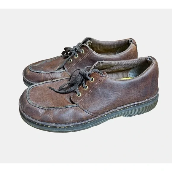 Dr. Martens Lubbock Grizzly Leather Oxford Shoes Dark Brown Mens 10M Vintage Y2K