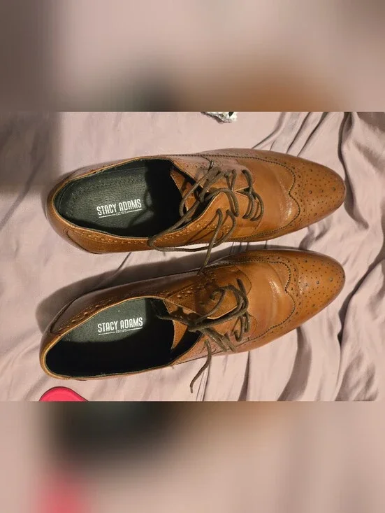 Stacy Adams Wide Fit Brown Leather Brogue Derby Shoes