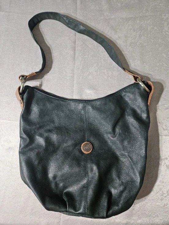 Capezio Dark Green Hobo Shoulder Bag with Tan Accents
