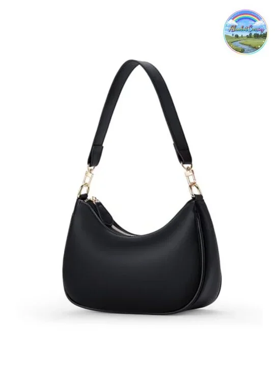 Faux Leather Hobo Shoulder Bag with Chain Strap, Clutch Purse