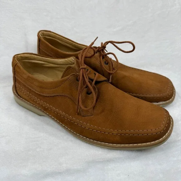 Calzaturificio Silver Italian Leather Moc‎ Toe Derby Shoes Tan Cognac 45 US 12