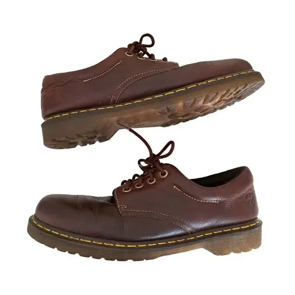 Dr. Martens Boston Brown Leather Oxfords Men's 12 AW004 Chunky Lug Sole Y2K 90s
