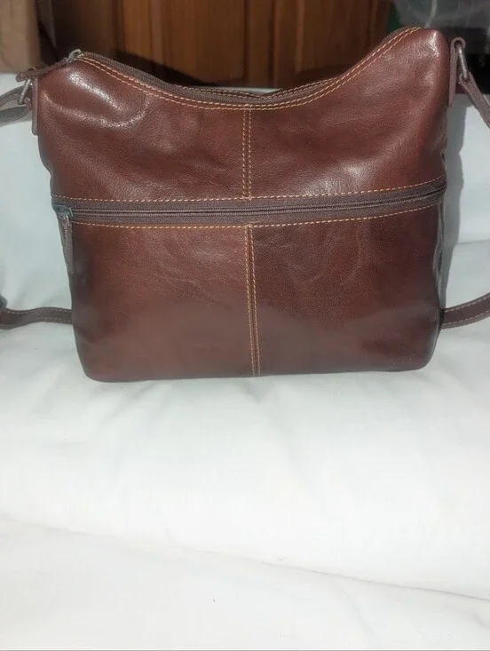 Jack Georges  Up Town  Hobo Brown Leather Hobo Bag with Front Zip Pocket
