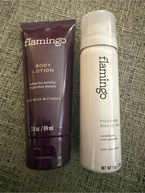 NEW Flamingo Travel Body Care Set Body Lotion 3 oz & Foaming Shave Gel 1 oz TSA