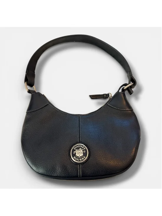 Dooney & Bourke Black Pebbled Leather Shoulder Bag Hobo Zip Top Small