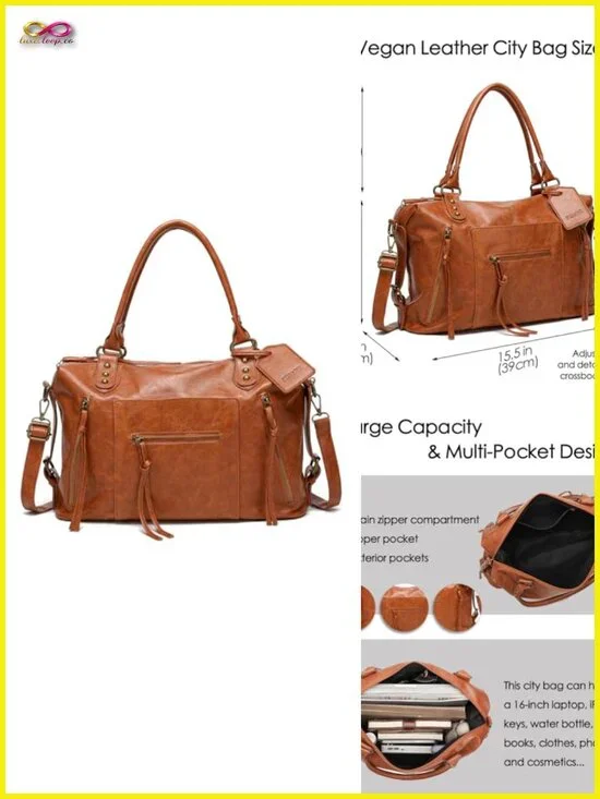 Vegan Leather Large Hobo Tote Bag Crossbody Shoulder Handbag