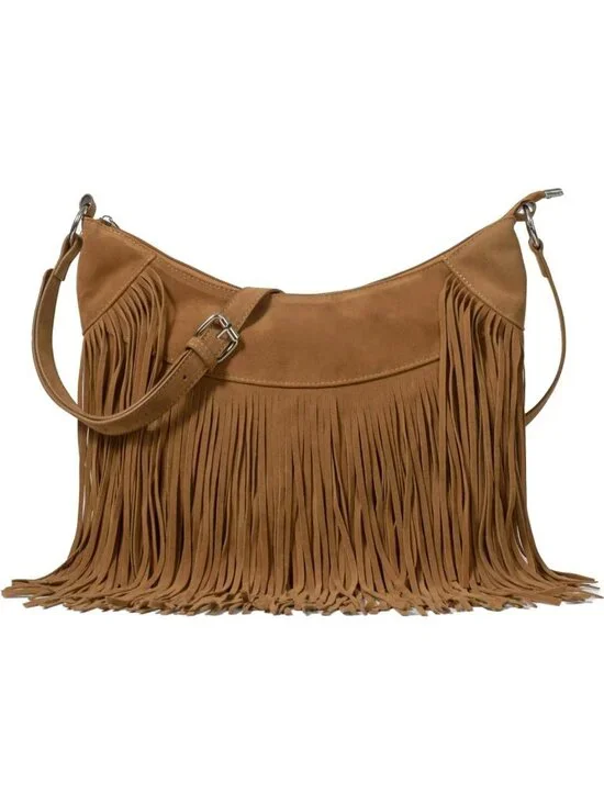 Chic Vegan Suede Fringe Hobo Bag - Stylish Western Purse with Tassels