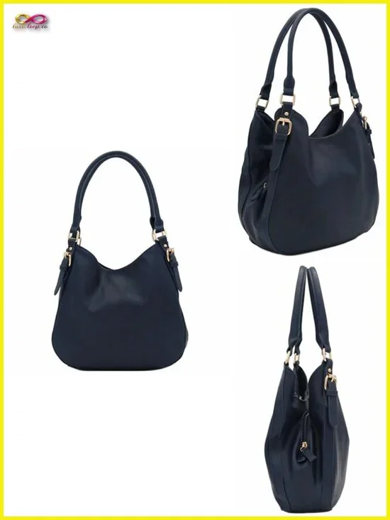 Lightweight 3 Compartment Faux Leather Hobo Bag