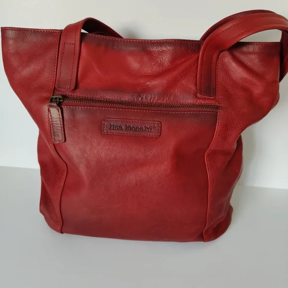 Lisa Leonard Red Leather Tote Bag
