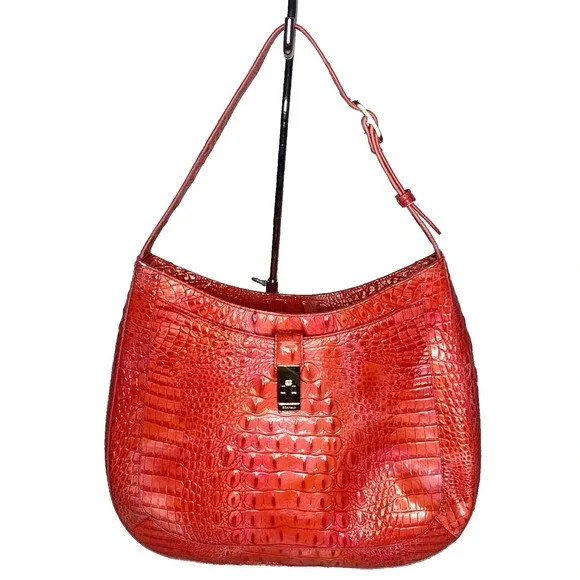 Brahmin color heat Johanna Melbourne shoulder bag croc leather hobo full zip‎