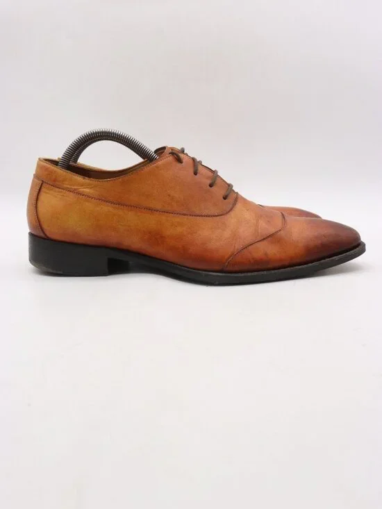 Fugashin Men's Size UK 8.5 Brown Leather Oxford Derby Shoes CH14107 Lace Up