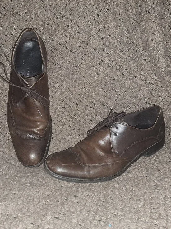JOHN VARVATOS USA-Brown Leather-Wingtip Derby Oxfords-Sz 11-Very Good