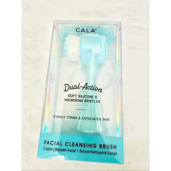 CALA Dual-Action Facial Cleansing Brush Soft Silicone & Microfine Bristles NIB