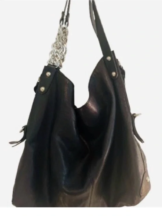 NWOT Stuart Weitzman Black Hobo Bag with Silver Chain