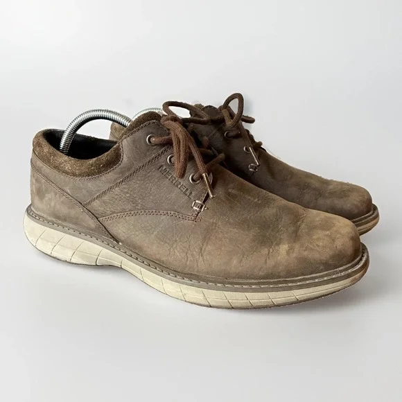 Merrell World Vue Lace Up Comfort Oxford Brown Leather Casual Shoes Mens 10