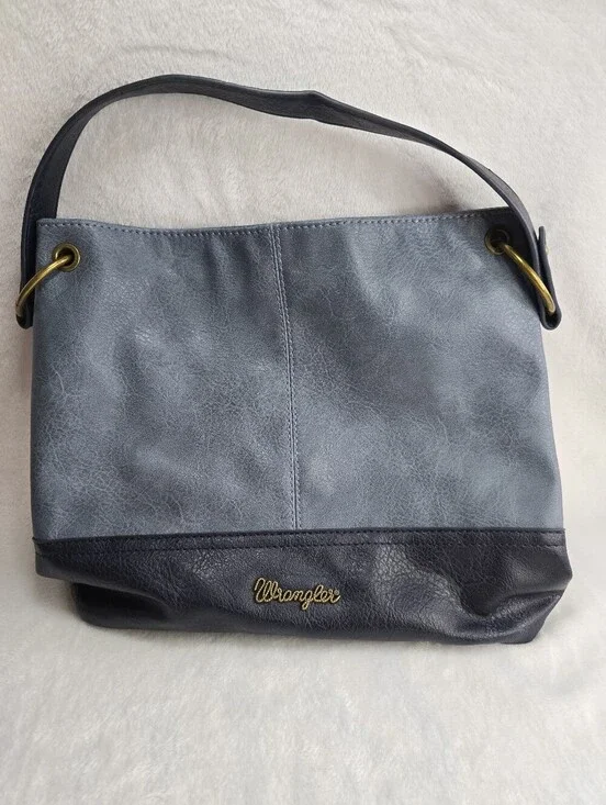 Wrangler Montana West Two Tone Hobo Bag Blue Denim And Navy
