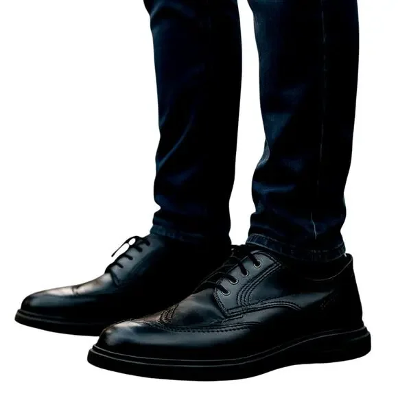 ColeHan 10.5 Goto Winged Oxford Black Men's Dress Shoe 10 1/2