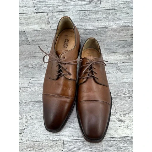 Johnston & Murphy Men Sz 11 M Brown Leather Cap Toe Oxford Dress Shoes‎ 20-5090