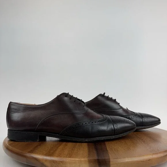 Mens Jil Sander Red Perforated Leather‎ Wingtip Cap Toe Dress Oxfords Size 8.5 D