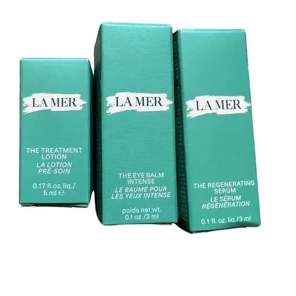 La Mer Travel Set - Eye Balm Intense, Regenerating Serum, Treatment Lotion New!