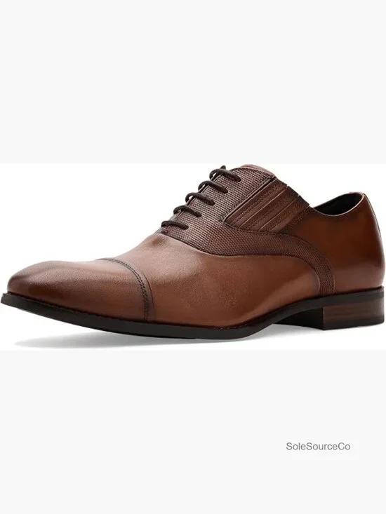 Cap Toe Oxford Dress Shoes Leather Lace Up Men's Formal Work Wedding