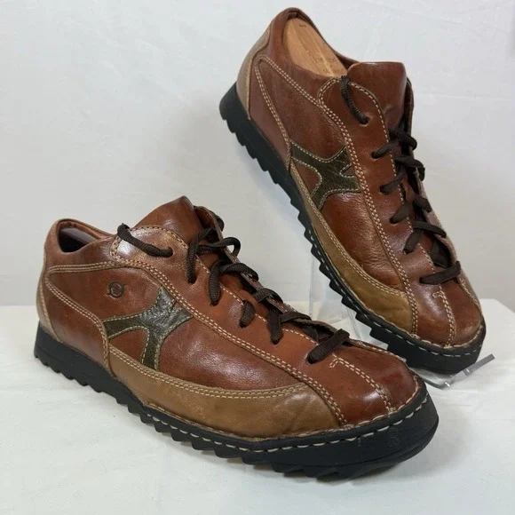 Born‎ Men's Tri Tone M/W B5449 Brown Leather Oxford Shoes Size 12/46 Round Toe