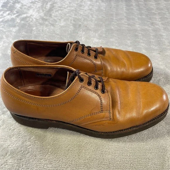 Allen Edmonds Rover Derby Shoes Mens 9 Tan Leather Comfort Office Preppy USA