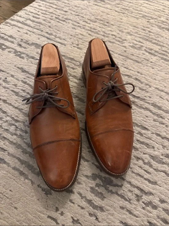 Cole Haan Men's Brown Leather Cap-Toe Derby Shoes