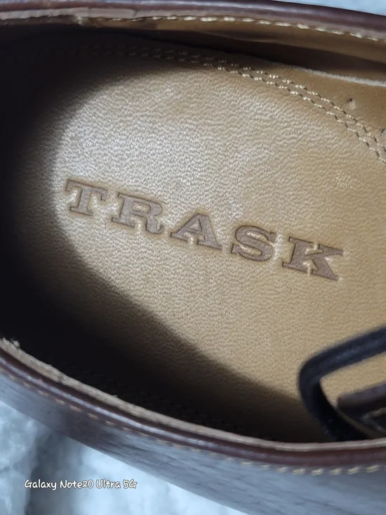 Trask Men's 12 M Leather Plain Toe Derby Oxford Shoes Vibram Lug Sole PRISTINE