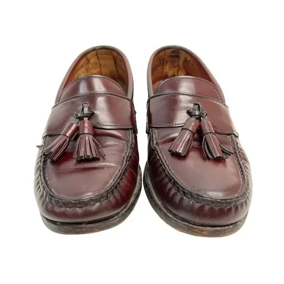 Allen Edmonds Stowe Mens Size 9.5 Loafers Leather Brown Slip On Tassels USA Made
