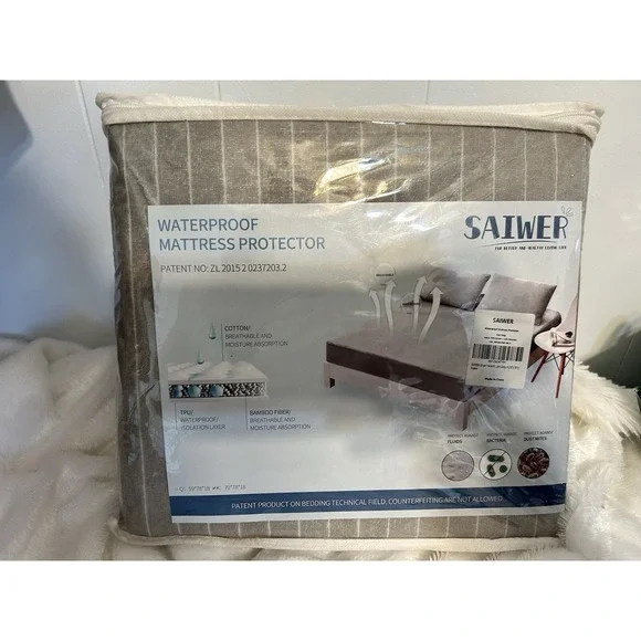 King Size‎ Waterproof Mattress, Protector. Bamboo Fiber, Protect Against Mites.