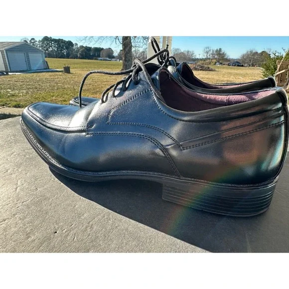 Freeman Colten Men's Black Bicycle Toe‎ Oxford Dress Shoes 12W 1660 1318